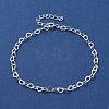 925 Sterling Silver Heart Link Chain Bracelets for Women BJEW-E101-01S-04-2