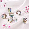 Mega Pet 9Pcs 9 Styles Rainbow Color 304 Stainless Steel Cuff Rings RJEW-MP0001-01-5