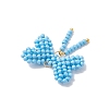 Glass Seed Beaded Bowknot Pendants PALLOY-MZ01055-03-4