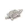 Brass Pave Clear Cubic Zirconia Sea Animal Connector Charms KK-N254-128P-2