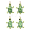 Copper Wire Wrapped Beaded Sea Turtle Charms PALLOY-MZ01204-1