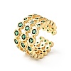 Micro Pave Green Cubic Zirconia Cuff Rings RJEW-G262-02G-3