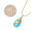 Ocean Alloy Sea Animal and Faceted Glass Teardrop Pendant Brass Round Snake Chain Necklaces for Women NJEW-JN05915-01-3