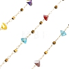 Handmade 304 Stainless Steel Glass Beaded Link Chains GL-CBA98C2-03G-1