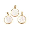 Natural White Shell Flat Round Pendants KK-F919-42C-G-1