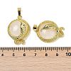 Natural Quartz Crystal Flat Round Shaped Brass Pendants KK-F887-03G-30-3