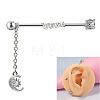 304 Stainless Steel Cubic Zirconia Double Piercing Dangle Cartilage Earrings WG8256B-03-2