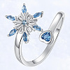 Alloy Rhinestone Snowflake Cuff Open Rings for Women WGB7CFA-01-1