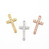 Latin Sideways Cross Brass Micro Pave Cubic Zirconia Links ZIRC-E010-04-1