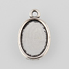 Tibetan Style Antique Silver Alloy Flat Oval Pendant Cabochon Settings X-TIBEP-M022-35AS-1