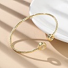 Clear Cubic Zirconia Open Cuff Bangle BJEW-G737-01G-02-3