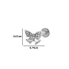 Butterfly 316L Surgical Stainless Steel Clear Cubic Zirconia 17 Gauge Threadless Labrets WGBD99E-02-1