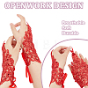 3 Pairs 3 Colors Flower Pattern Embroidered Polyester Fingerless Gloves AJEW-GA0006-14-5