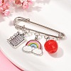 Apple Book Rainbow Alloy Enamel & Resin Pendant Brooches for Teacher's Day JEWB-TA00017-02-2