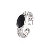 Enamel Oval Open Cuff Ring RJEW-S038-216-3