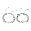 2Pcs Natural Flower Amazonite Chip Braided Bead Bracelets BJEW-JB11541-04-2