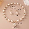 Plastic Imitation Pearl Round Beaded Pendant Necklaces & Dangle Earrings Sets for Women WGE733F-03-2