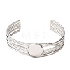 304 Stainless Steel Multi-strand Cuff Bracelet Blanks with Flat Round Bezel Settings SA-CBA4160-01A-P-2