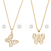 2 Sets 2 Styles Clear Cubic Zirconia Stud Earrings & Butterfly Pendant Necklaces Set SJEW-HY0001-01-1