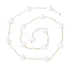 304 Stainless Steel & ABS Plastic Pearl Round & Shell Shape Bead Cable Chains CHS-G048-04G-3
