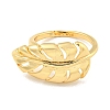 Brass Leaf Open Cuff Ring for Women RJEW-M173-14G-2