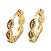 Brass Micro Pave Cubic Zirconia Huggie Hoop Earrings LS-EJEW-K083-34G-B-3