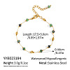 304 Stainless Steel & Natural Gemstone Faceted Rondelle Beads Link Chain Bracelets for Women TY8099-4-1