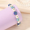 Blue Evil Eye Resin Flower Glass Seed Beaded Bracelets for Women BJEW-MZ00353-2