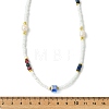 Natural Lapis Lazuli Heishi Beads & Rice Natural Pearl & Glass Seed Beaded Necklaces NJEW-JN06249-02-4
