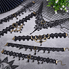 6Pcs 6 Styles Flower Lace Choker Necklaces NJEW-UN0001-65-2
