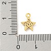 Starfish Rack Plating Brass Micro Pave Clear Cubic Zirconia Charms KK-P277-12G-3