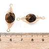 Natural Tiger Eye Faceted Flat Round Links Connector Charms with Copper Herringbone Wire-Wrapped KK-Z152-09G-02-3