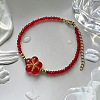 Bohemian Handmade Lampwork Flower and Faceted Rondelle Beaded Bracelets with 201 Stainless Steel End Chains for Women WG307CA-01-1