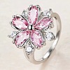 Plum Blossom Brass Pave Cubic Zirconia Finger Rings for Women FS-WG857C0-03-1
