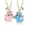 2Pcs Zinc Alloy Enamel Magnetic BFF Cat Shaped Split Pendant Friendship Necklaces for Girls FS-WG880EB-04-3