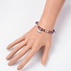 Natural Amethyst Beaded Elephant Charm Stretch Bracelets BJEW-JB01974-03-4