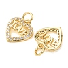 Valentine's Day Brass Micro Pave Clear Cubic Zirconia Charms CU-E003-17G-D-2