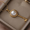 304 Stainless Steel with White Imitation Pearl Key Pendant Necklaces for Women OM7731-3