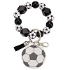 1Pc Printed Acrylic & Faux Suede Tassel Pendant & Wood Bead Keychains HJEW-SP0001-86E-1