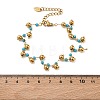 304 Stainless Steel Faceted Round Synthetic Turquoise Beaded Bracelets BJEW-C151-04A-5