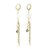 Star & Moon Natural Freshwater Shell Asymmetrical Earrings EJEW-JE07144-3