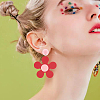2 Pairs 2 Colors Acrylic Flower Asymmetrical Earrings EJEW-FI0001-09-5