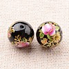 Flower Picture Printed Glass Round Beads GLAA-J087-12mm-A09-2