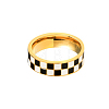 Black & White Checkerboard Stainless Steel Enamel Finger Rings FS-WG83B81-04-5