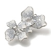 Brass Clear Cubic Zirconia & Glass Flower Connector Charms KK-K388-63P-2