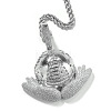 Brass Micro Pave Clear Cubic Zirconia Earth with Hands Pendant 316L Surgical Stainless Steel Rope Chain Necklaces for Men FS-WG87F27-02-1