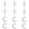 12Pcs 2 Style 304 Stainless Steel Pendants STAS-UN0042-13-1