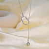 304 Stainless Steel Round Ball Slider Lariat Necklaces for Women WGD4E8A-02-1