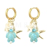 Tortoise Starfish Synthetic Turquoise & Shell Pearl Hoop Earrings EJEW-JE07149-3