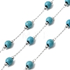 Handmade Synthetic Turquoise Beads & 316 Stainless Steel Round Link Chains CHS-L033-08P-1